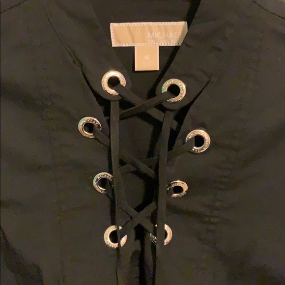 Michael Kors Black Lace-Up Blouse - Picture 3 of 5